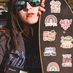 50pcs Bohemian Thank You vinyl stickers set for laptop and skateboard decoration