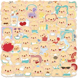 Cartoon Yellow Bear Stickers Waterproof PVC DIY Decal For Water Bottle Laptop Phone Case Scrapbook Stationary Decoration