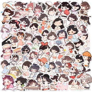 Autocollants de Fille de Dessin Animé Mignons Imperméables en PVC Décalcomanies Décoratives pour Bagages Bouteille d'Eau Frigo