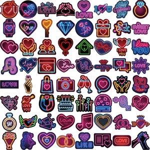 64 Pieces of neon Valentine's Day graffiti stickers for DIY laptop and party decoration