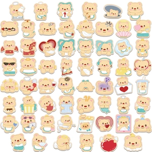 Collection of 60 cartoon yellow bear stickers for phone cases and luggage decor