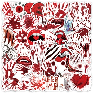 Halloween Blood Handprint Footprint Stickers Scary Horror Bloodstain Decals For Party Window Phone Case PVC Decoration