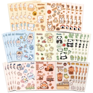 Cute Animal Stickers For Journaling Scrapbooking PVC Waterproof Kawaii Panda Bear Cat Rabbit Stationery Decorative Decal