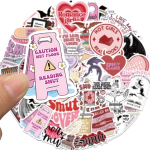 Set of 52 pink waterproof Bookish stickers featuring funny Smut Reader designs for decor