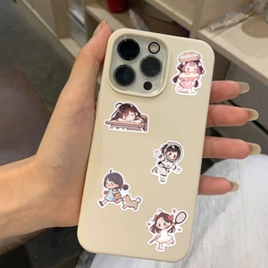 Autocollants mignons de fille en PVC imperméable pour déco DIY de coque de téléphone