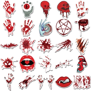 Halloween bloody handprint and skull stickers for horror party decoration set of 48 pieces
