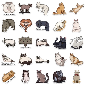 50 adesivi impermeabili di gatti carini disegnati a mano per valigie e laptop