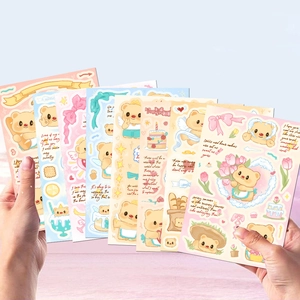 Cute Butter Bear DIY stickers set in pastel colors for phone case and laptop decoration