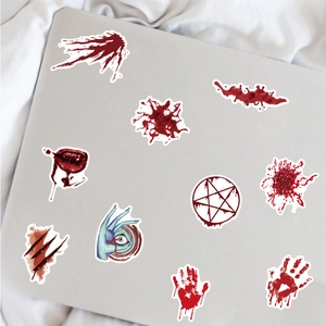 48 Halloween bloody handprint and footprint horror stickers for party decoration