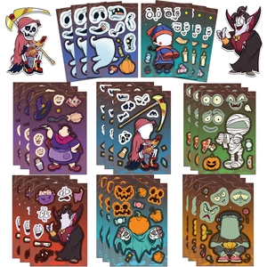Autocollants DIY Halloween Faire Un Visage Pour Enfants Imperméable Vampire Citrouille Fantôme DIY Personnage Autocollants