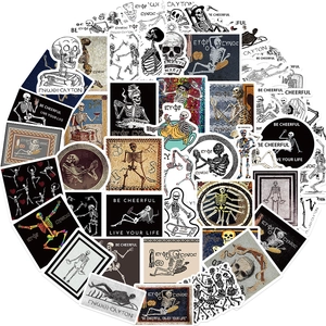 Detailed view of assorted waterproof Greek skeleton stickers with mosaic art motifs