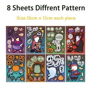 Lot de 8 autocollants Halloween DIY pour créer des visages créatifs et amusants