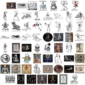 62pcs waterproof ancient Greek skeleton mosaic stickers for DIY laptop and phone cases