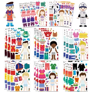Autocollants Habillage Personnage Dessin Animé DIY Éducatif Créatif Décoratif Adhésif PVC Autocollants Pour Fête Enfants