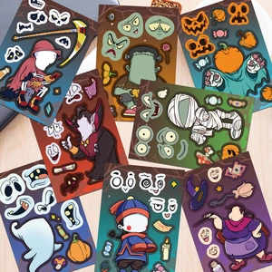Lot de 8 autocollants d'Halloween DIY avec des personnages de monstres classiques