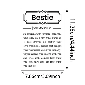 Detailed size specifications of Bestie PVC waterproof label sticker with dimension lines