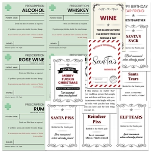 Humorous Wine Bottle Stickers Waterproof PVC Funny Prescription Wine Labels Christmas Birthday Party Gift Bottle Decorations