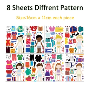 Lot de 8 feuilles d'autocollants de déguisement DIY pour enfants, jeu éducatif créatif