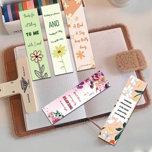 Set of 30 aesthetic cartoon reading bookmarks with creative hand-drawn floral patterns
