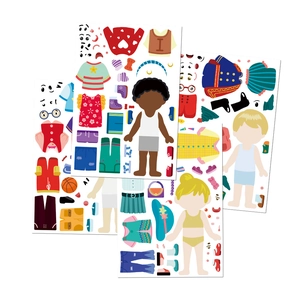 Set d'autocollants DIY pour enfants avec 4 personnages et de nombreux vêtements et accessoires