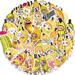 Detail von wasserdichten Cartoon Bananen-Katze Sticker-Meme für Laptop und Koffer