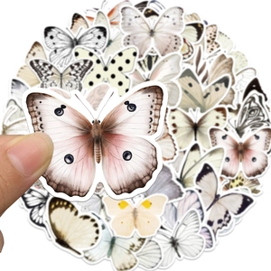 50 pieces of aesthetic white butterfly stickers for phone cases and luggage decoration