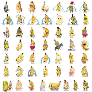 50er Set süße Bananenkatze Meme Aufkleber für Laptop und Koffer wasserfeste Deko