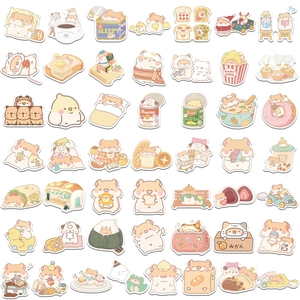 Lot de 50 autocollants de hamster mignons pour déco d'ordinateur et bagages en tons pastel