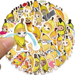 50 lustige Banana Cat Aufkleber für Laptops und Koffer Dekoration Set