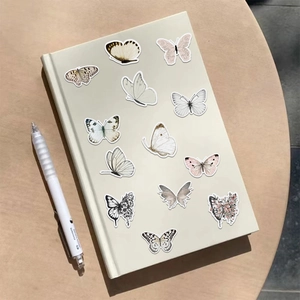 Ins-style white butterfly sticker set for laptop, phone case, and stationery decoration