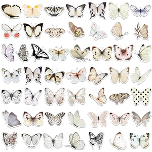 Pack of 50 aesthetic white butterfly stickers for laptop and phone case decoration