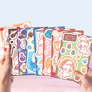 Set of 7 colorful cartoon white rabbit decorative stickers for DIY scrapbooking decor