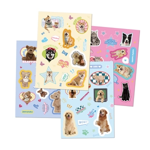 8 sheets of cute cartoon pet stickers made of waterproof PVC for DIY scrapbooking decor