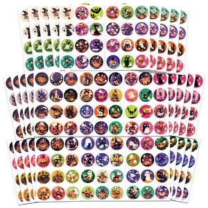 8 Sheets Halloween Cartoon Stickers Waterproof Ghost Pumpkin Bat DIY Decals For Kids Party Birthday Home Fridge Decor