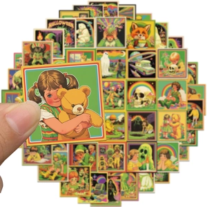 Retro American comic graffiti stickers set with colorful PVC waterproof pop art designs