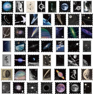 Set de 56 autocollants étanches univers et espace pour valises et carnets avec astronautes