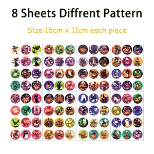 Set of 8 sheets Halloween stickers featuring pumpkins and ghosts for party decorations