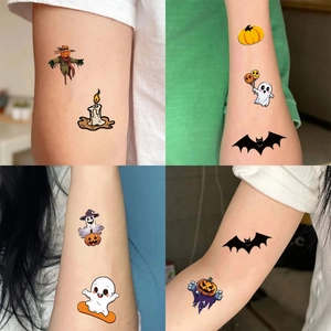 Waterproof Halloween cartoon temporary tattoo stickers with pumpkin and ghost designs