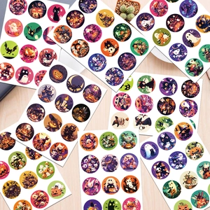 Set of 8 waterproof Halloween stickers featuring pumpkins, ghosts, and bats for DIY decor