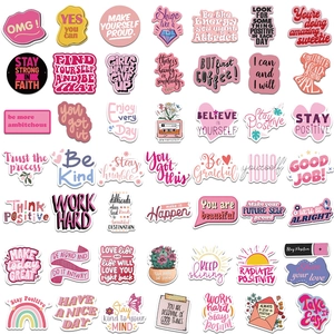 50 autocollants roses avec citations motivantes pour décoration d'ordinateur et portable