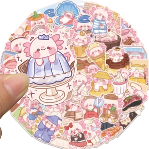 50 autocollants axolotl roses mignons pour bagages et skate stickers PVC étanches