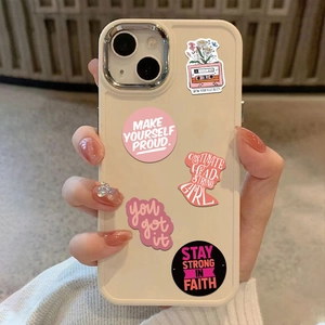 Autocollants graffiti de motivation roses sur coque beige pour décoration DIY