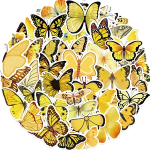 Bulk set of cute waterproof yellow butterfly stickers for DIY scrapbooking and crafts