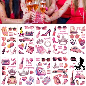 10 Blatt Rosa Mädchen Party Thema Temporäre Tattoos Wasserdicht Süße Cartoon Mode Elemente Für Kinder Geburtstag Party Mitgebsel