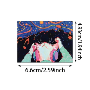 Detailed view of fairy tale cat sticker with size measurements for DIY decor