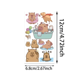 Waterdichte capibara tijdelijke tattoo-vel met schattige cartoon dieren voor kinderen