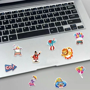 Pack of 50 circus carnival waterproof graffiti stickers for laptops and water bottles