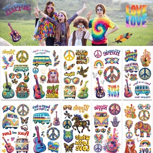 Set of 10 hippie peace love waterproof temporary tattoos for festival party decoration