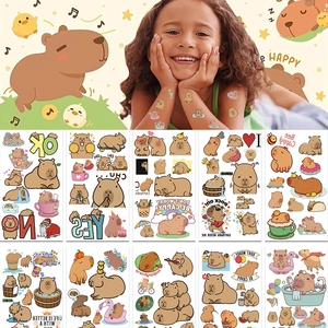 Schattige Capibara Cartoon Tijdelijke Tatoeages Voor Kinderen Waterdichte Dieren Watertransfer Stickers Lichaamskunst Voor Feest