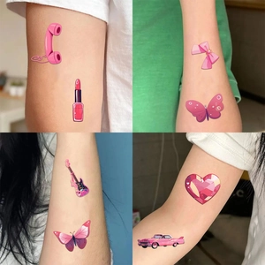 Rosa Mädchen Party temporäre Tattoo Aufkleber mit süßen Retro-Designs auf Armen